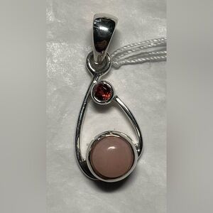 Pink opal and Garnet pendant